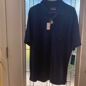 Grand Slam Men’s Navy Golf Shirt Short Sleeves UPF 15 Sun Protection Easy Care